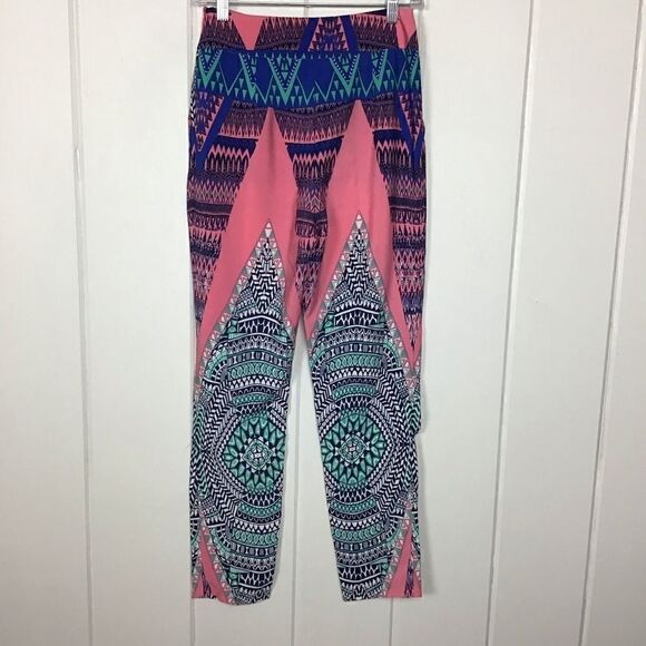 Mustard Seed Tribal Blue Pink Pleated Zip Pant S‎ - Picture 7 of 8